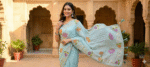 Gota Work Soft Glass Silk Saree - Image 2