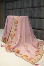 Pink Gota Work Handprint Saree