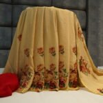 Beige Cream Pure Chinnon Crape Hand Embroidery