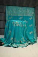 Sky Khaddi Upada Silk With Rich Pallu & Contrast Blouse - Image 2