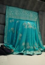 Sky Khaddi Upada Silk With Rich Pallu & Contrast Blouse