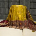 Mehndi Green Kattan Silk Saree With Mirror & Diamond Work