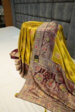 Mehndi Green Kattan Silk Saree With Mirror & Diamond Work - Image 3