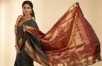 Pure Kanjivaram Silk Handloom Black Plane Saree