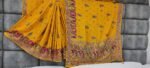 Golden Yellow Weaving Saree With Hand & Mirror Work
