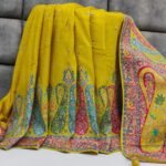 Exclusive Golden Kashmiri Weaving Silk Saree