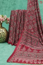 Elegant Ajrakh Print Saree with Mirror Work - Image 3