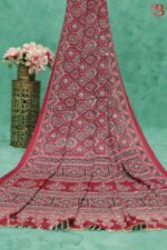 Elegant Ajrakh Print Saree with Mirror Work
