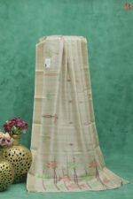 Elegant Cream Tussar Silk Saree - Image 2