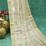 Elegant Cream Tussar Silk Saree
