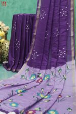 Elegant Bandhani & Floral Print Saree - Image 2