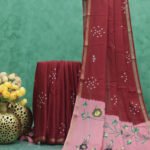 Elegant Bandhani & Floral Print Saree