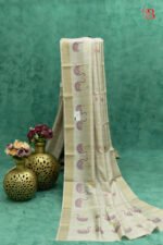 Minimalist Swan Tussar Silk Saree - Image 2