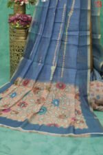 Elegant Kalamkari Print Linen Saree - Image 2