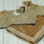 Designer Embroidered Glass Silk Saree with Heavy Blouse