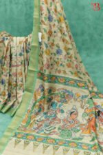 Traditional Kalamkari Off White Cream Saree - Image 2