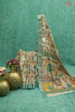Traditional Kalamkari Off White Cream Saree