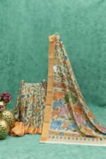 Traditional Kalamkari Figure Print Saree - Image 3