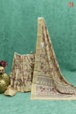 Elegant Floral Tussar Silk Saree - Image 2