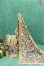 Artistic Kalamkari Elephant Print Silk Saree - Image 2
