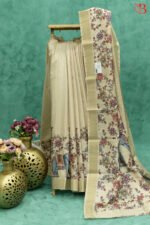 Artistic Kalamkari Elephant Print Silk Saree - Image 3