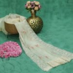 Elegant Floral Embroidered Chiffon Saree