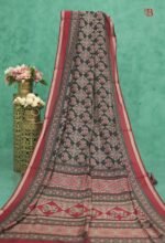 Traditional Ajrakh Print Mulmul Cotton Saree - Image 2