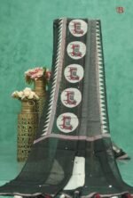Handcrafted Mirror Work Linen Saree