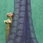 Handcrafted Mirror Work Linen Saree