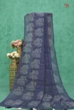 Handcrafted Mirror Work Linen Saree