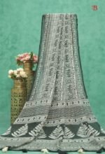 Handcrafted Mirror Work Linen Warli ArtSaree - Image 2