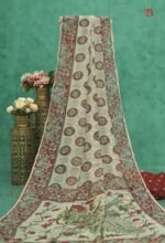 Handcrafted Mirror Work Linen Saree - Image 2