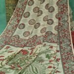 Handcrafted Mirror Work Linen Saree