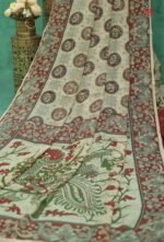 Handcrafted Mirror Work Linen Saree