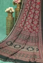 Traditional Ajrakh Print Mulmul Cotton Saree