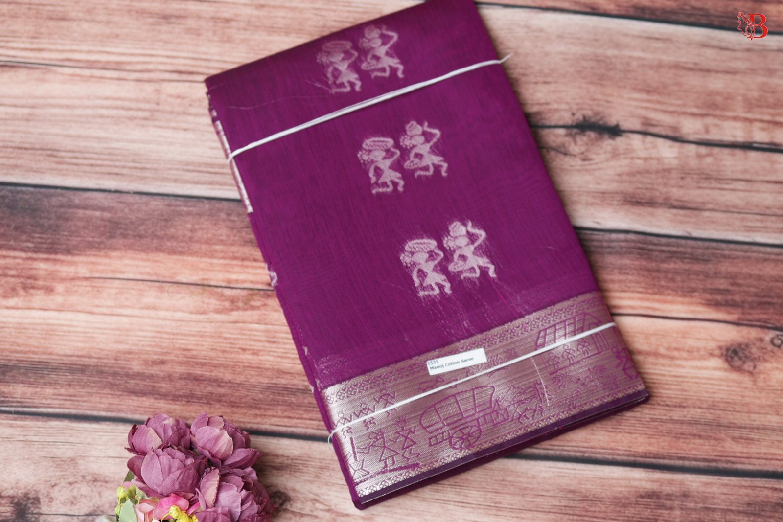 62 Chanderi Cotton Saree with Jacquard Border - Image 1