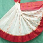 Chanderi Bengali White Red Saree