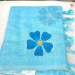 Elegant Floral Print Linen Saree