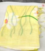 Elegant Floral Print Linen Saree - Image 2