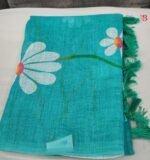 Elegant Floral Print Linen Saree - Image 2