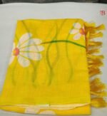 Elegant Floral Print Linen Saree - Image 2