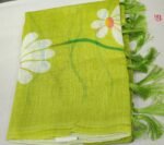 Elegant Floral Print Linen Saree - Image 2