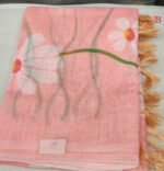 Elegant Floral Print Linen Saree - Image 2