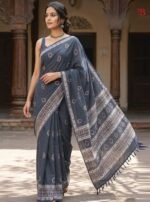 Exquisite Textured Linen Saree
