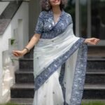 Exquisite Textured Linen Saree