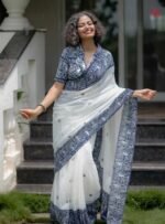 Exquisite Textured Linen Saree