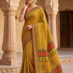 Exquisite Textured Linen Saree