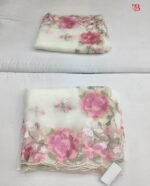 Delicate Floral Embroidered Chiffon Saree - Image 2