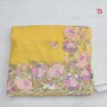 Delicate Floral Embroidered Chiffon Saree