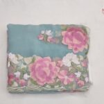 Delicate Floral Embroidered Chiffon Saree